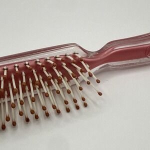 VTG Goody Hair Brush Clear Over Pink Translucent Bristle Made In USA Travel Prop